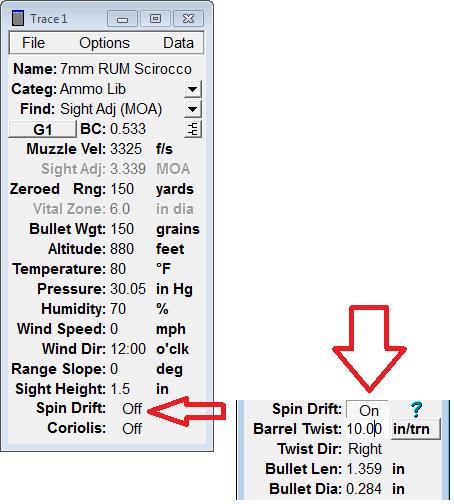 Bullet Spin Drift Chart